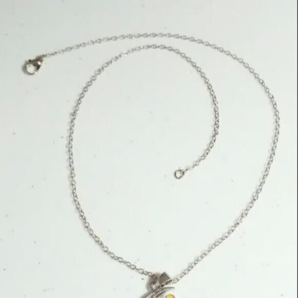 Tinkerbell Disney Moon Cubic Zirconia Studded Pendant Necklace New - Picture 5 of 5